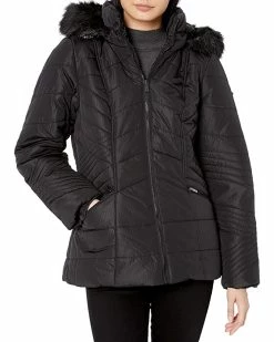 SKECHERS Men's Warm Winter Jacket With Faux Trimmed Hood